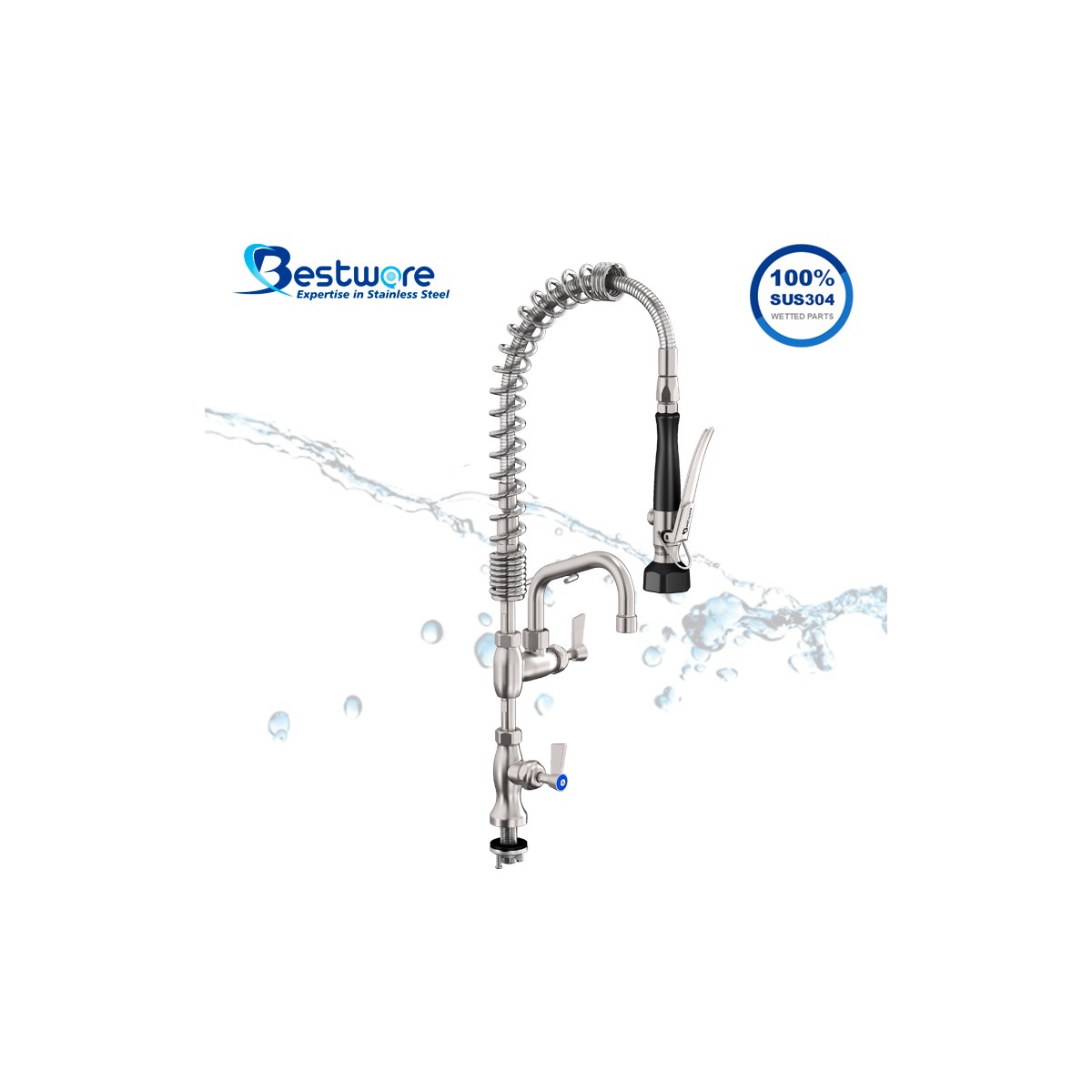 Single Hob Mount Cafe Pre-Rinse Faucet with 6 inch Pot Filler