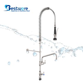 Single Hob Mount Pre-Rinse Faucet with 12 inch Pot Filler