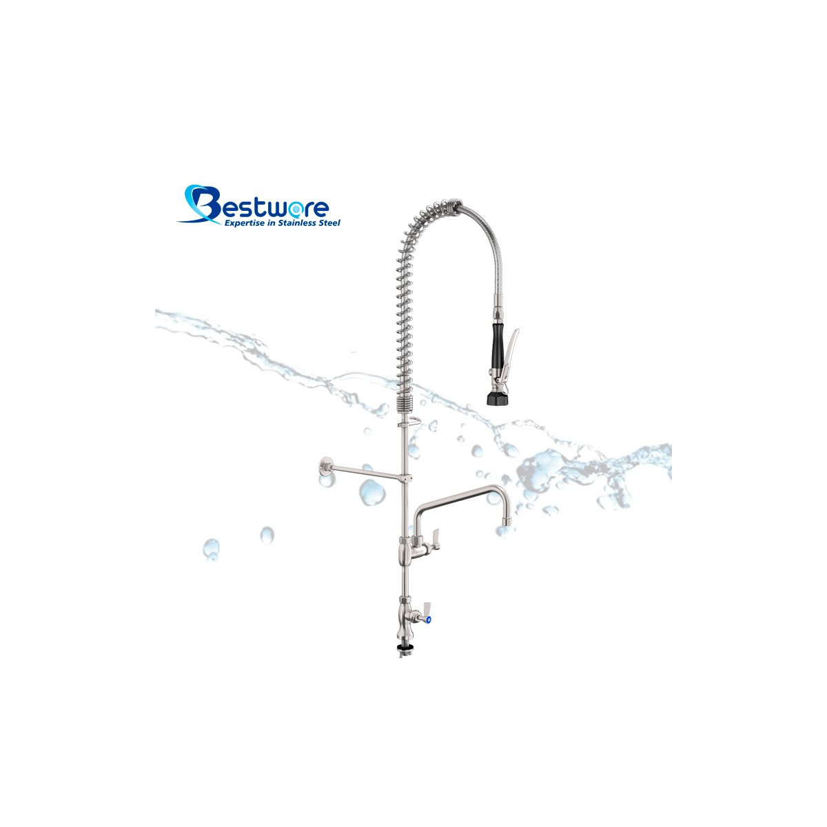 Single Hob Mount Pre-Rinse Faucet with 12 inch Pot Filler